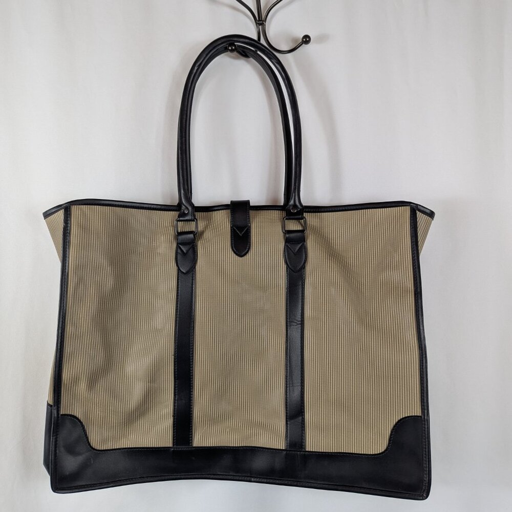 Fendi Roma Vintage Tote Bag Coated Canvas Leather Perfume Lined Black Tan - Picture 2 of 13